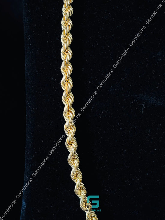 925 Silver 5MM Yellow Gold Plated Plain Rope Chain