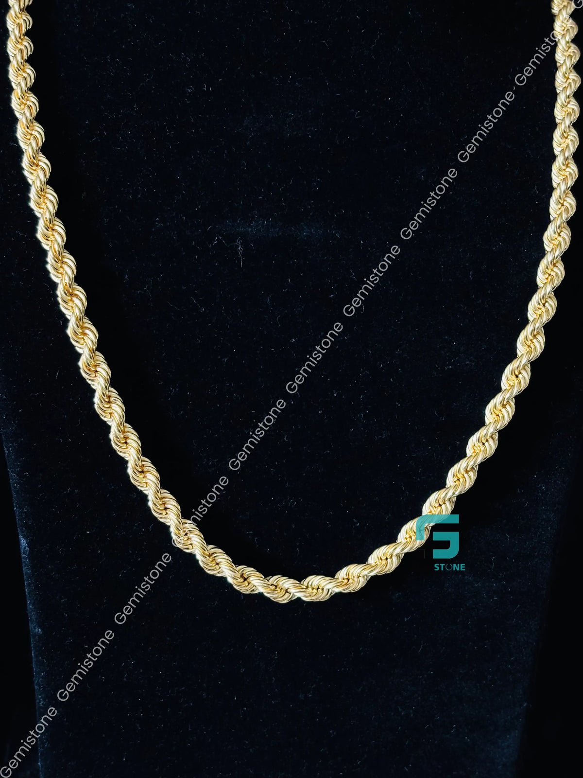 925 Silver 5MM Yellow Gold Plated Plain Rope Chain