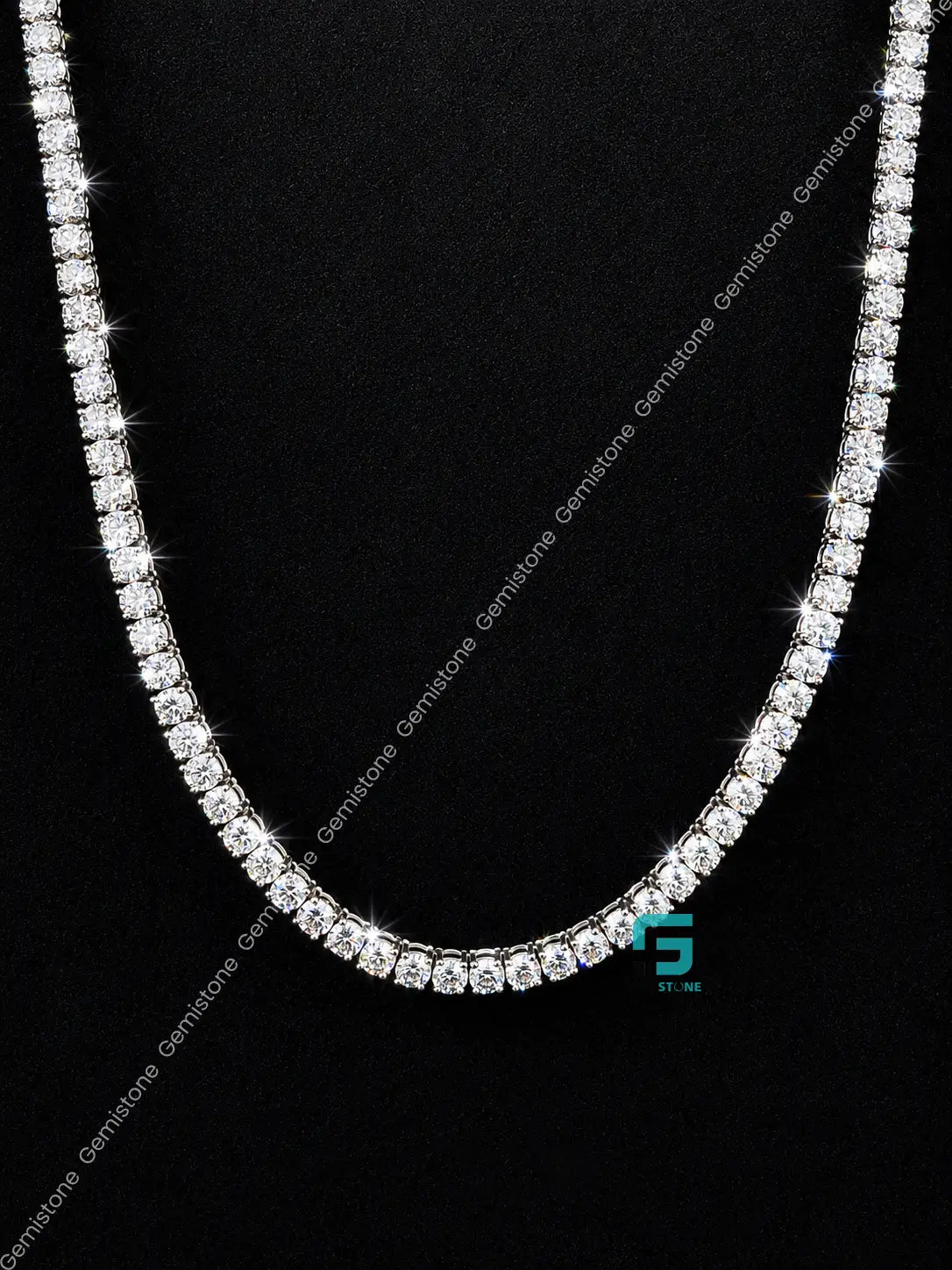 5MM Round Cut Tennis Bracelet And Chain Combo