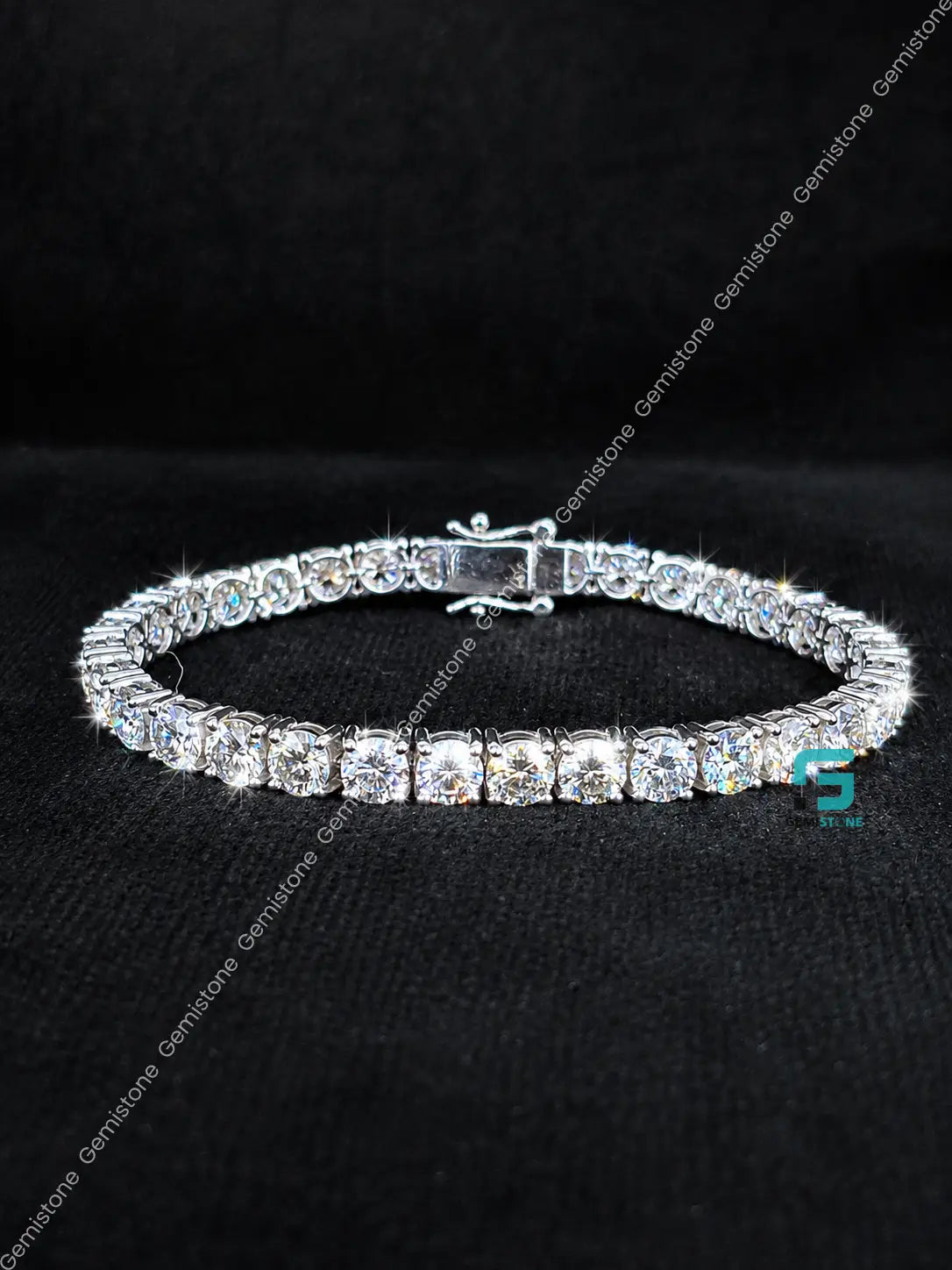 5MM Round Cut Tennis Chain And Bracelet Moissanite Combo