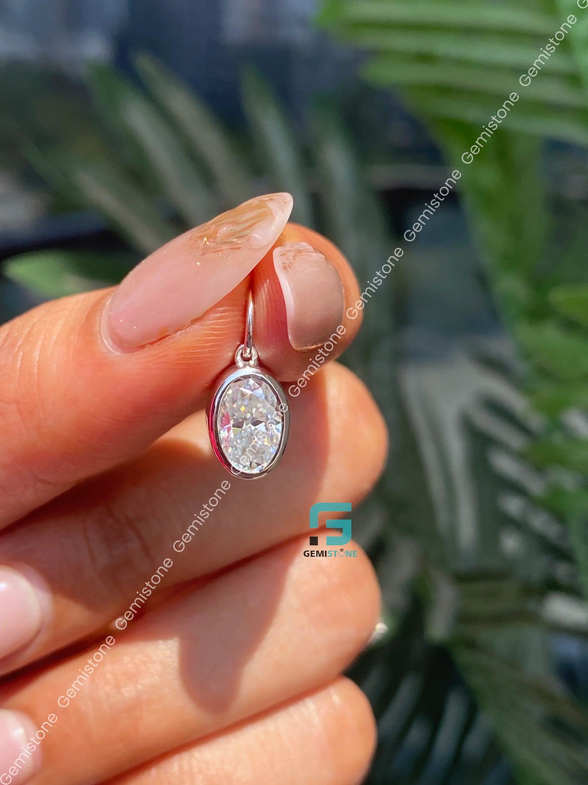 5 CT Oval Diamond Pendant With Stud Bail