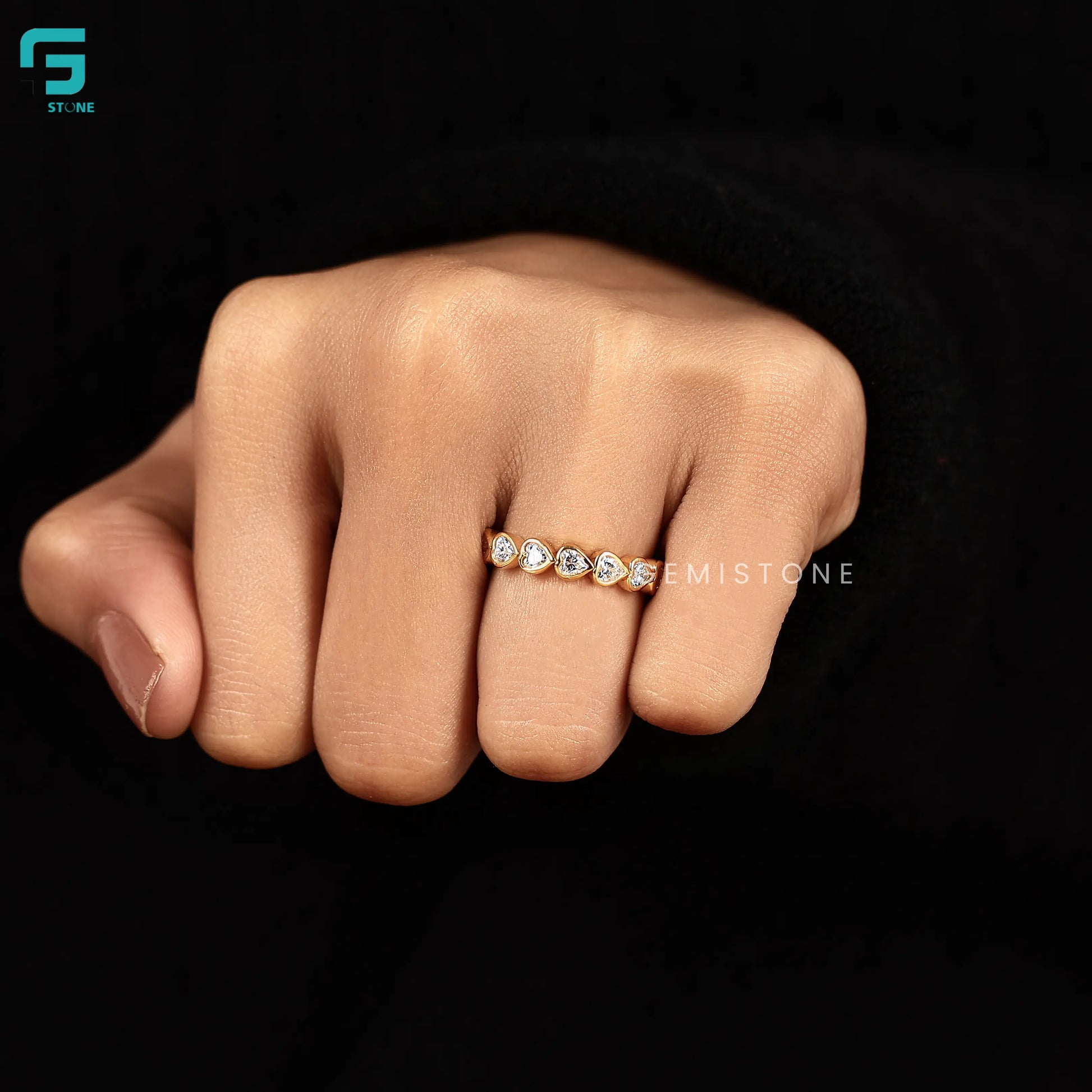 6.5CT Heart Shape Lab Diamond Band For Women