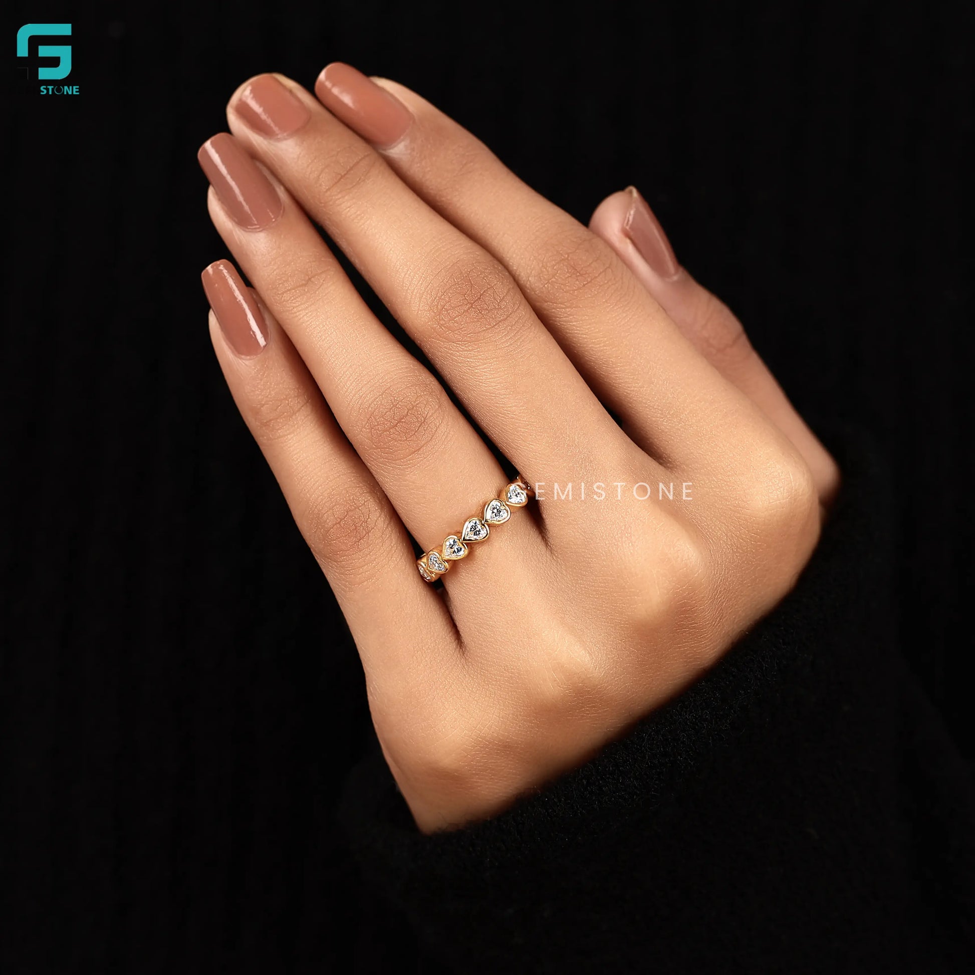 6.5 CT Heart Shape Lab Diamond Band