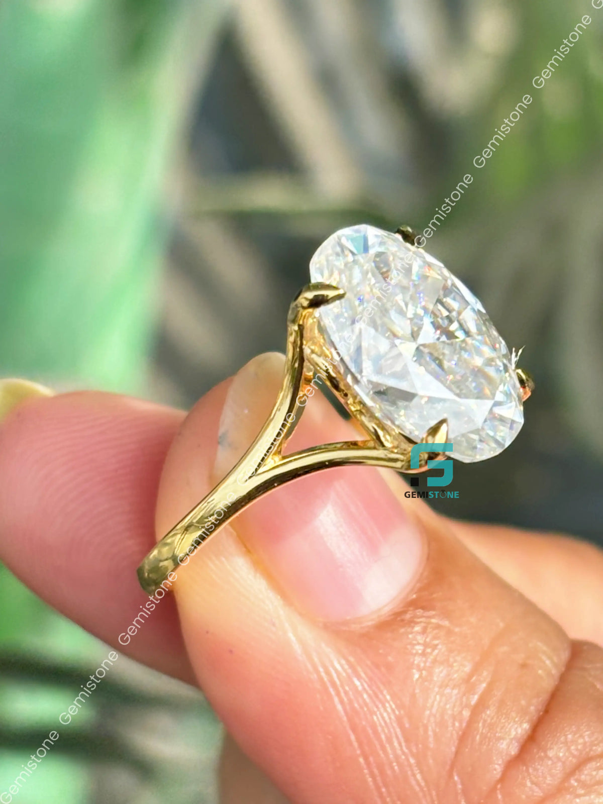 6CT Oval Cut Split Shank Moissanite Tulip Set Ring For Women