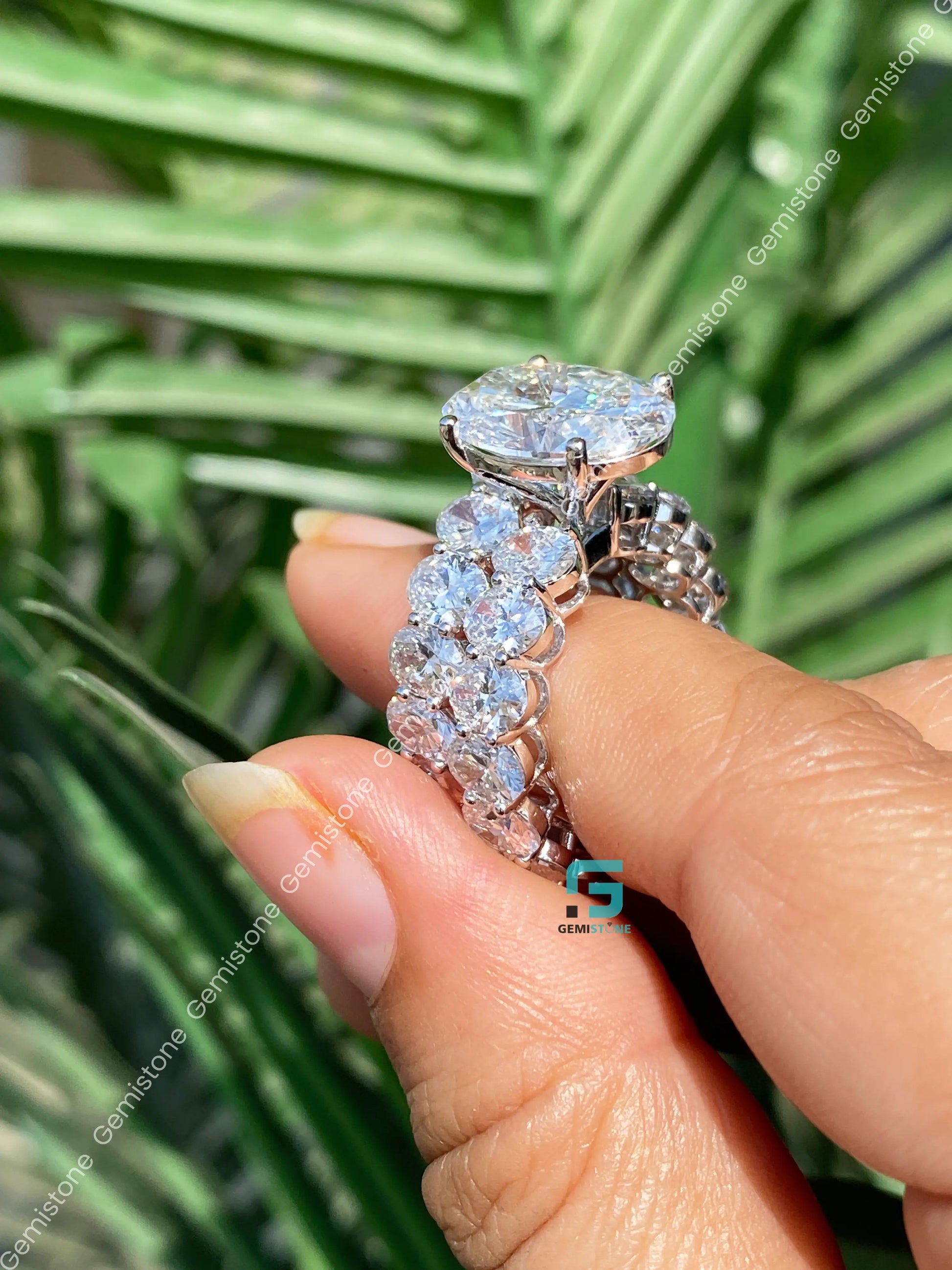 6CT Big Oval Moissanite Wedding Bridal Set