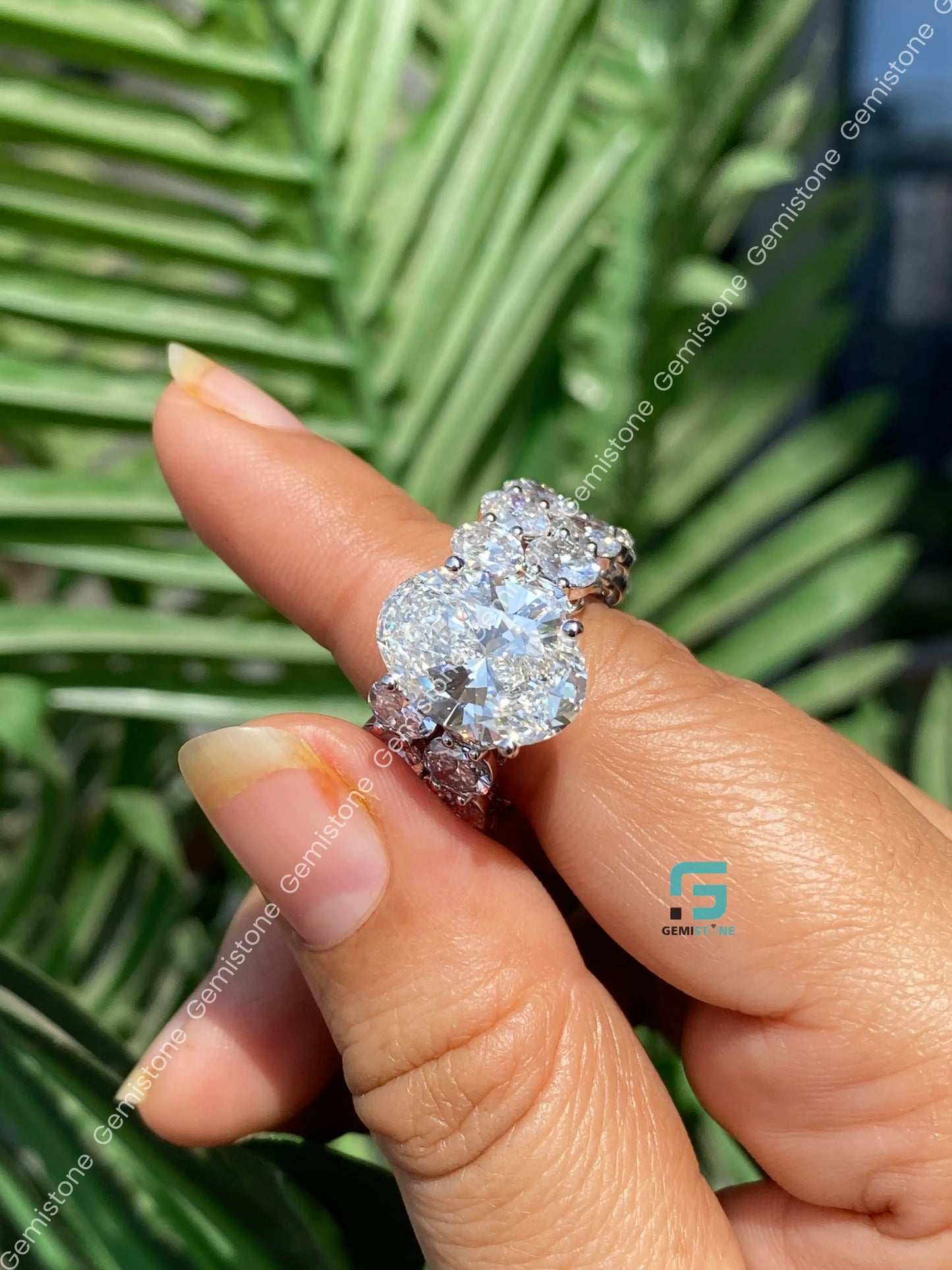 6CT Big Oval Moissanite Wedding Bridal Set For Women