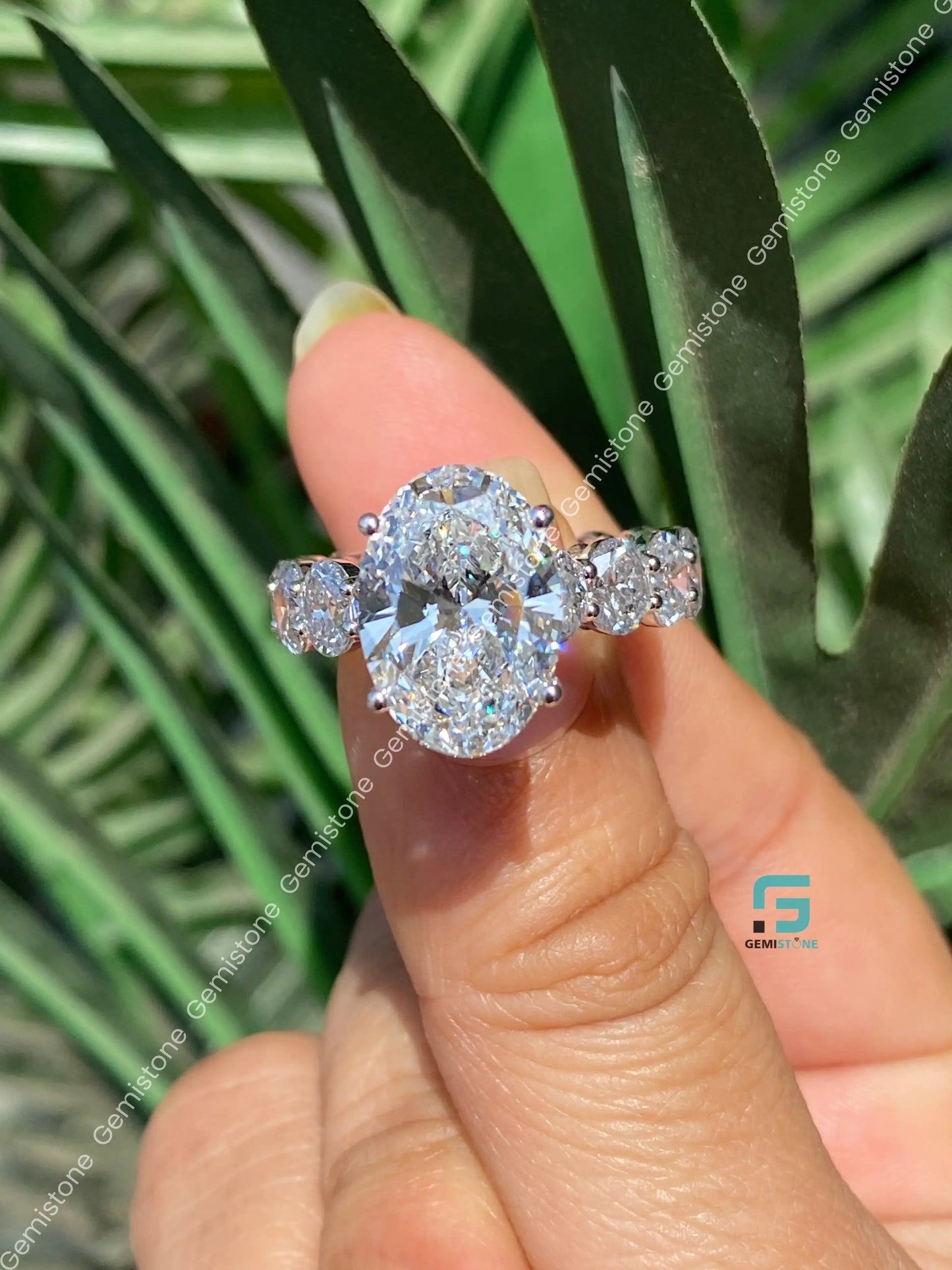 6CT Big Oval Moissanite Wedding Ring