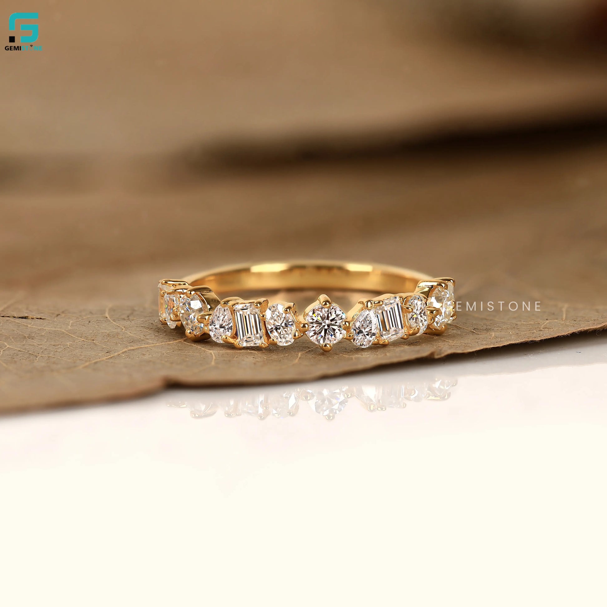 6CT Multi Shape Half Eternity Lab Diamond Engagement Band