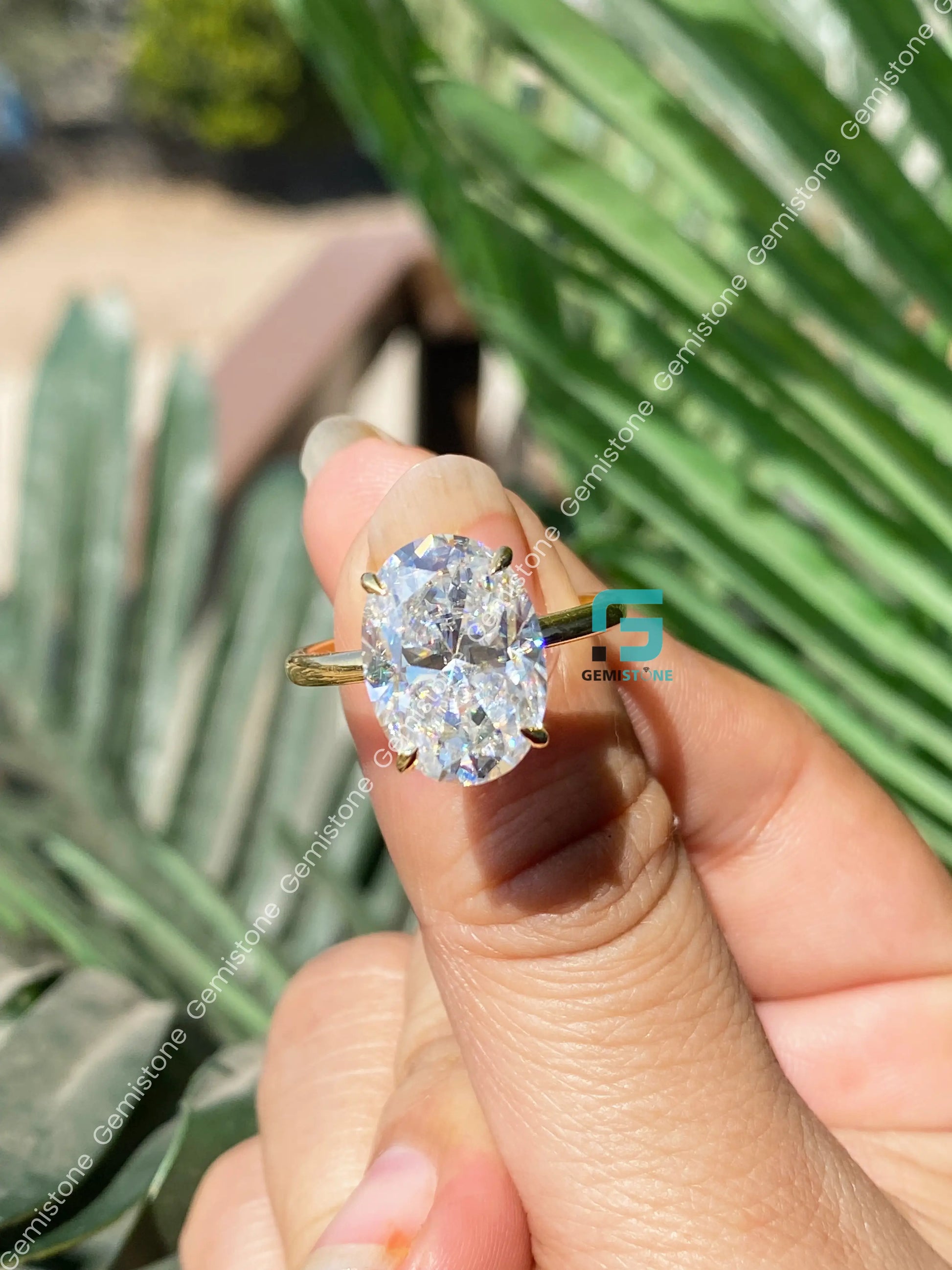 6CT Oval Cut Moissanite Solitaire Ring