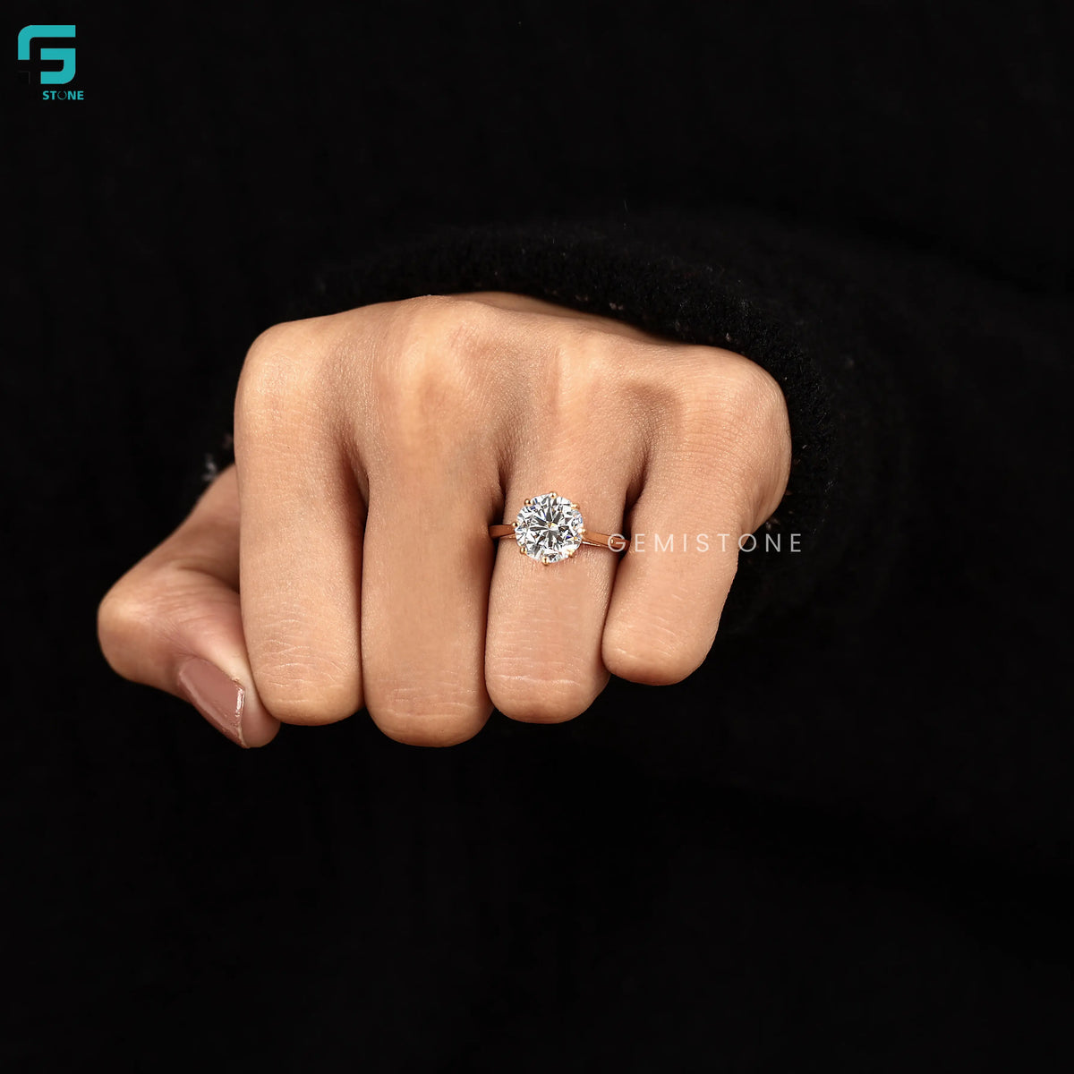 6 Prong Round Lab Diamond Wedding Ring