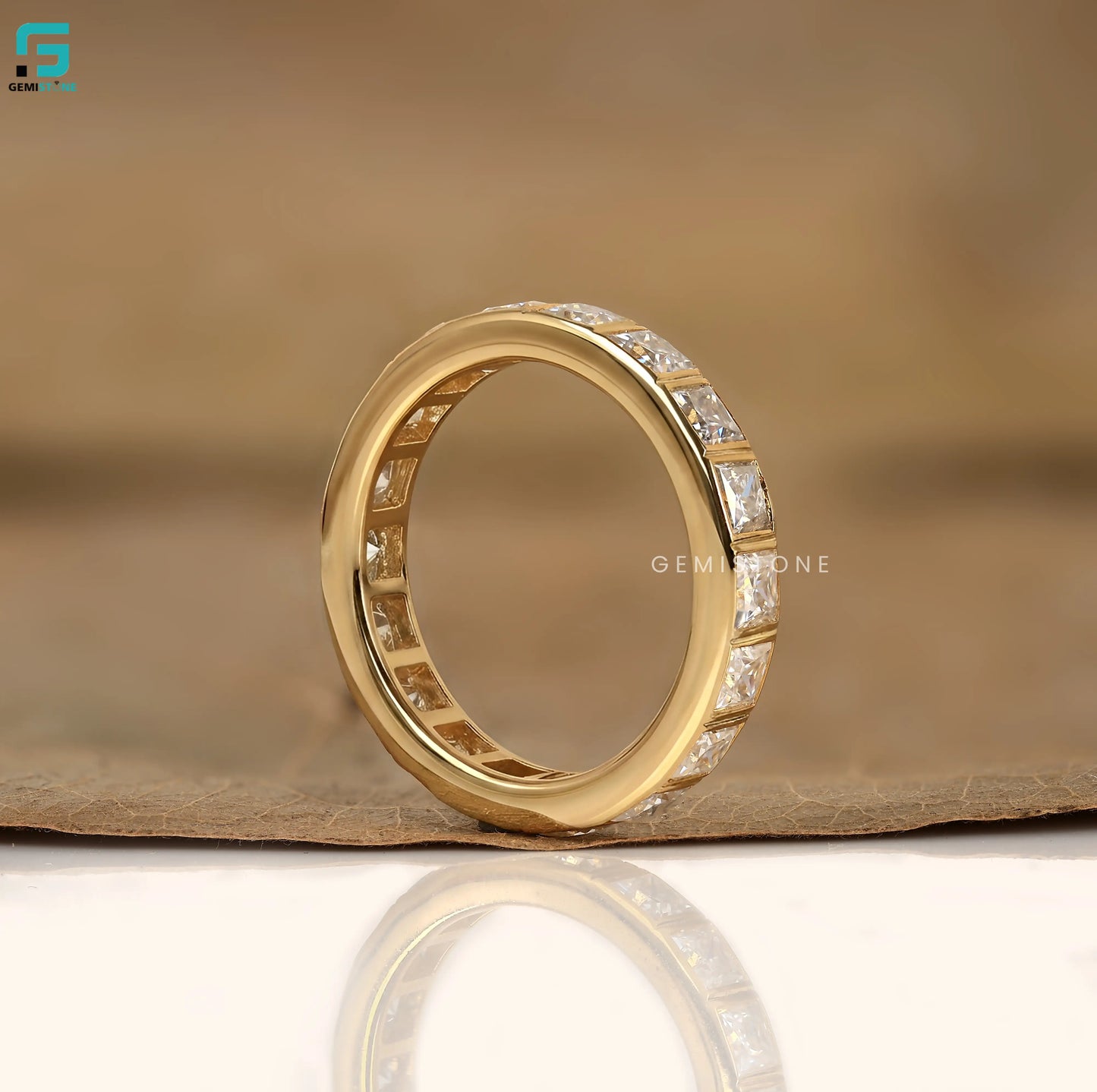 7CT Full Eternity Princess Cut Lab Diamond Wedding Ring Band 