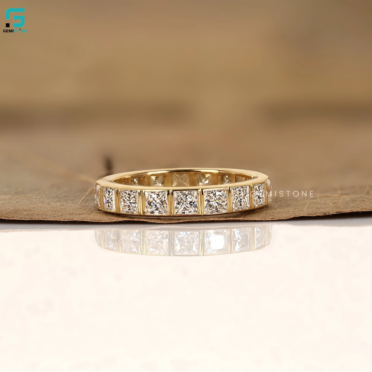 7CT Full Eternity Princess Cut Lab Diamond Wedding Ring Band For Women