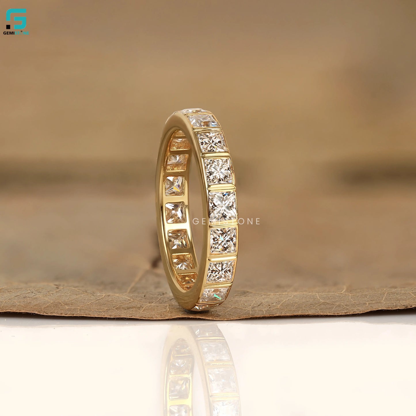 7CT Full Eternity Princess Cut Wedding Ring Band