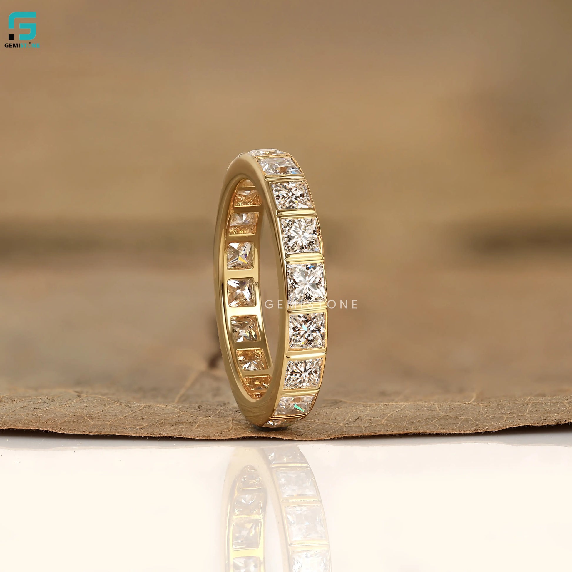 7CT Full Eternity Princess Cut Wedding Ring Band