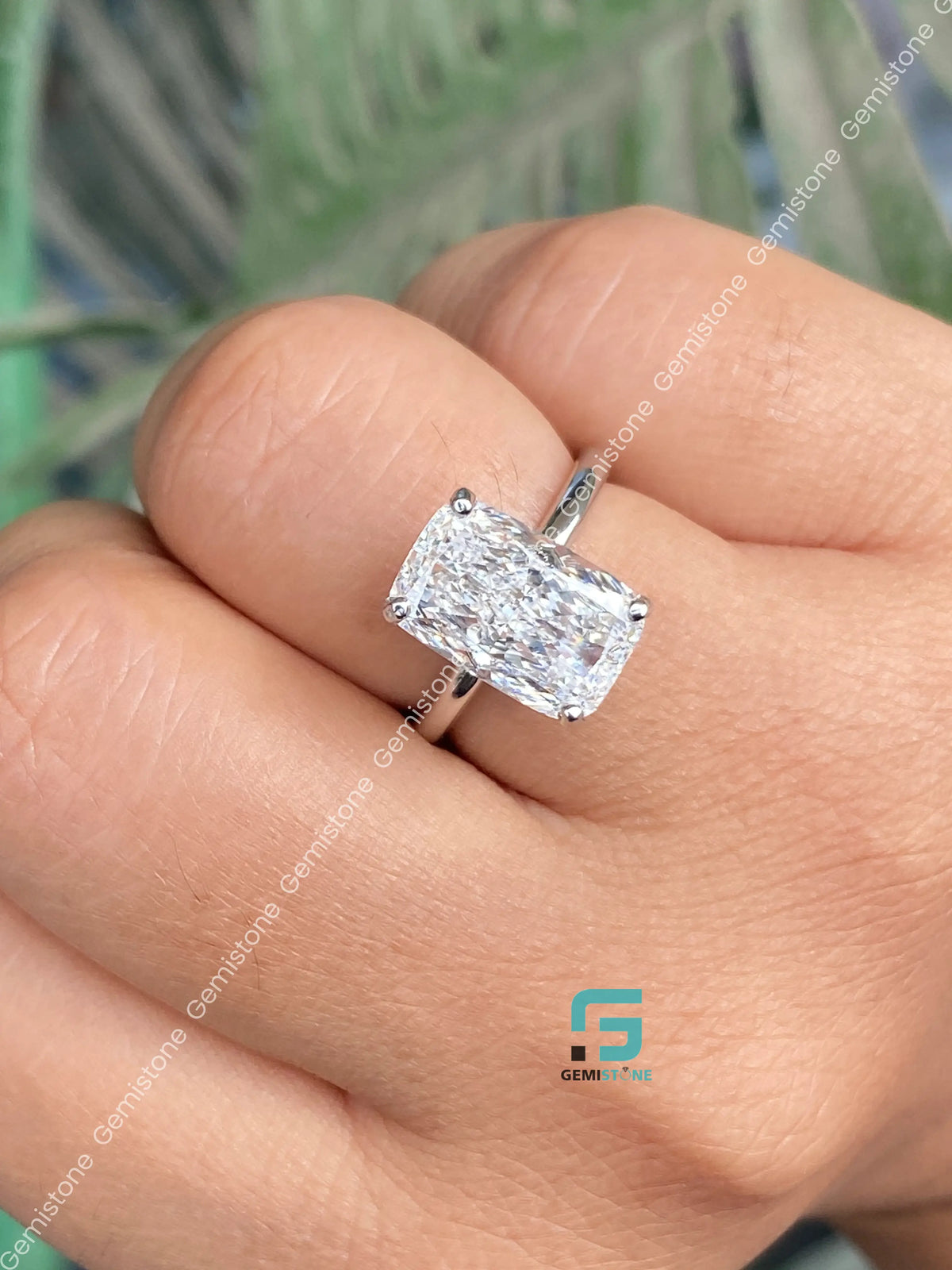 7CT Radiant Cut Hidden Halo Moissanite Annivasary Ring 