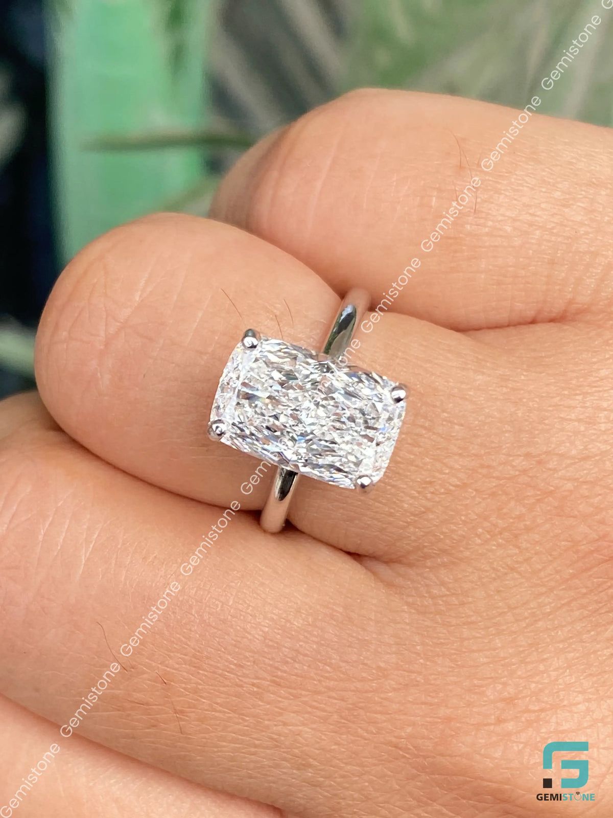 7CT Radiant Cut Hidden Halo Moissanite Wedding Annivasary Ring