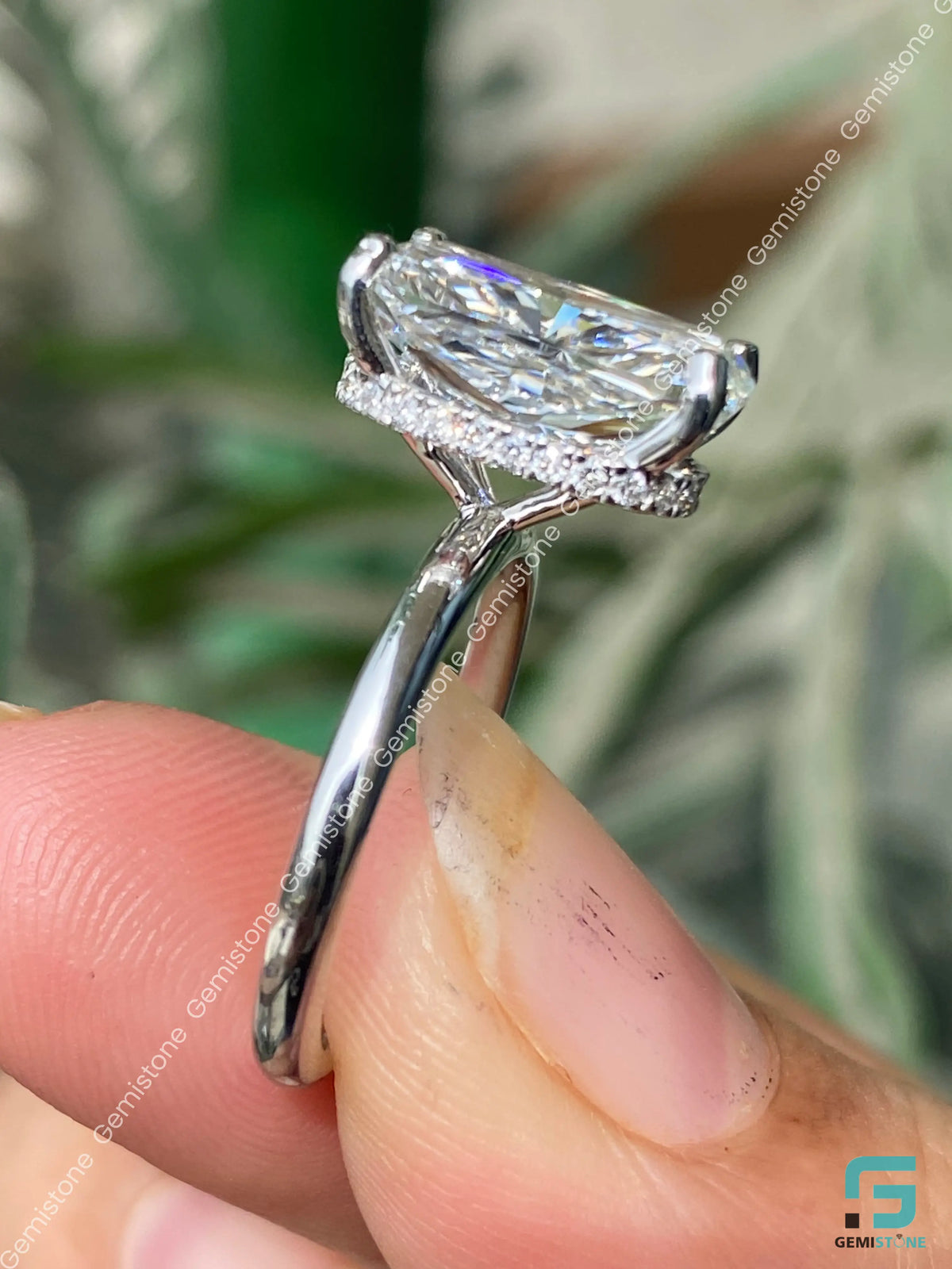 7CT Radiant Cut Hidden Halo Moissanite Wedding Ring