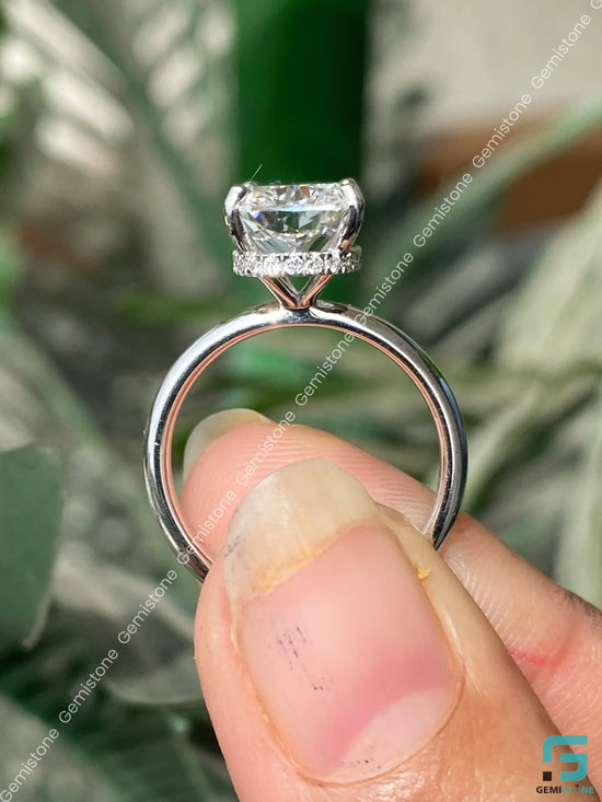 7CT Radiant Cut Hidden Halo Moissanite Wedding Ring For Women