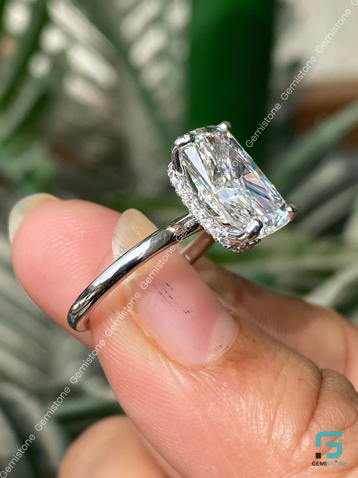 7CT Radiant Cut Hidden Halo Wedding Ring