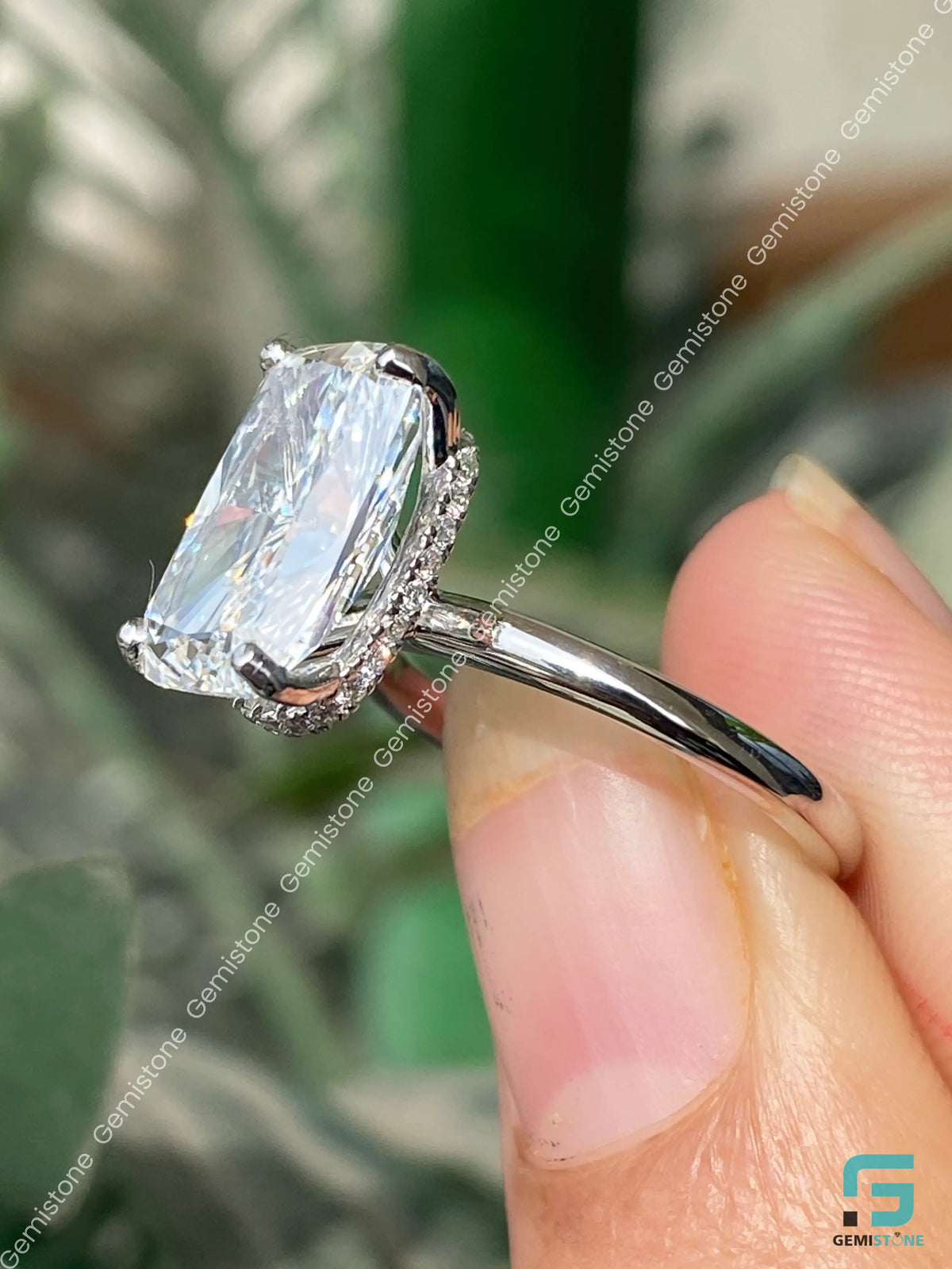 7CT Radiant Cut Hidden Halo Wedding Ring For Women