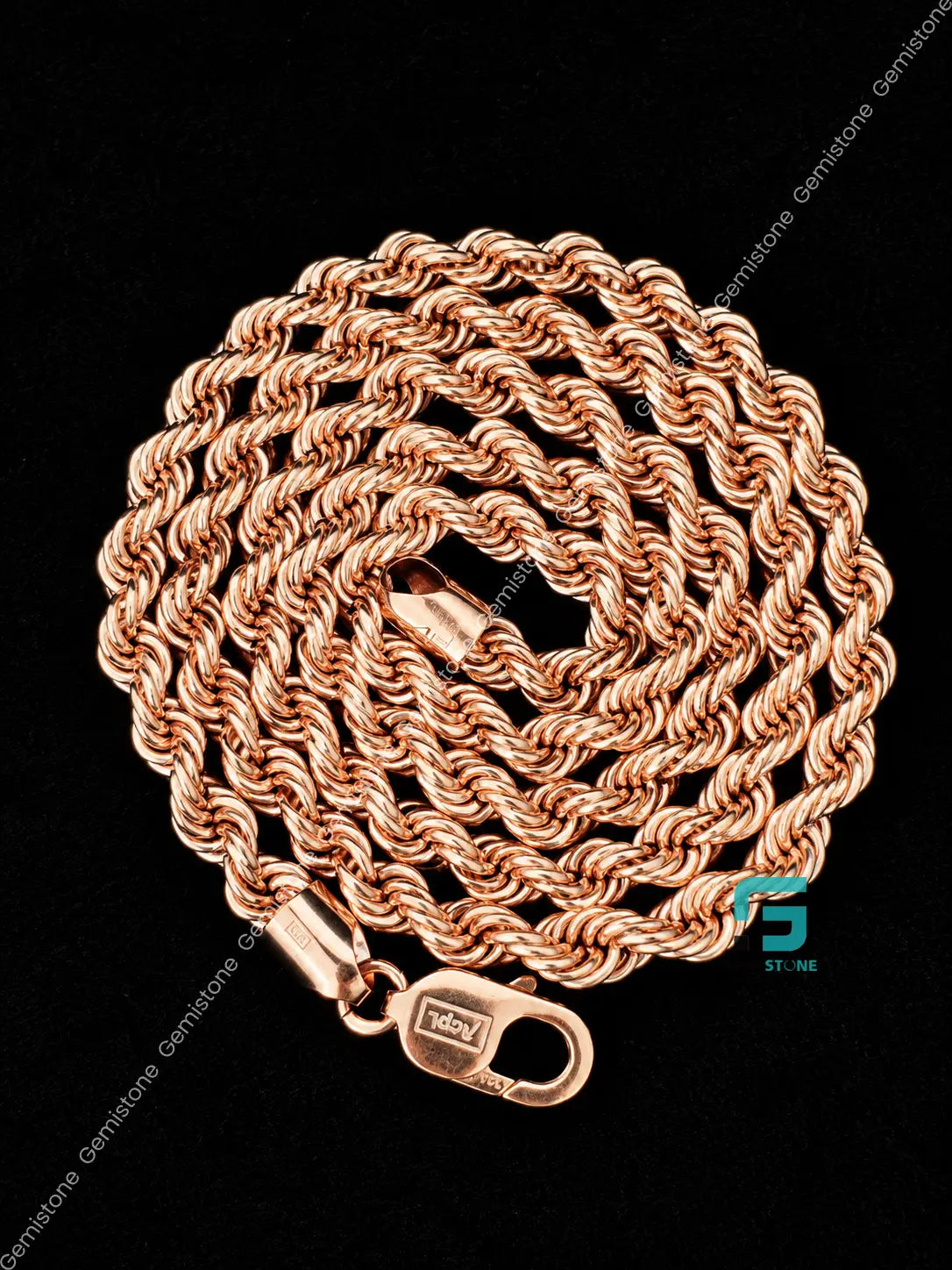 7MM Rose Gold Plated Lobster Closure Rope Chain in 925 Silver