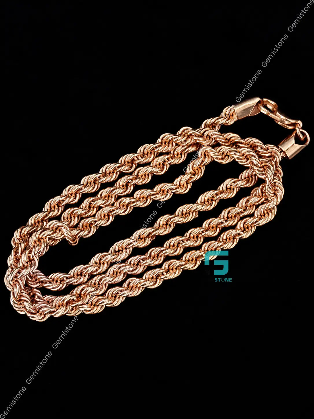 7MM Rose Gold Plated Lobster Closure Rope Chain in 925 Silver
