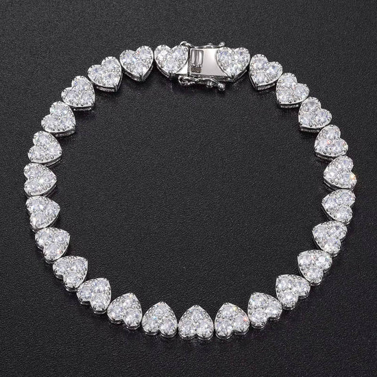 8mm-925-Sterling-Silver-VVS-Moissanite-Diamond-Clustered-Heart-Tennis-Chain-Bracelet