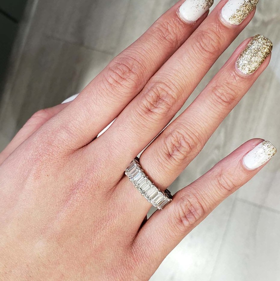 9.50 CT Emerald Cut Full Eternity Wedding Band