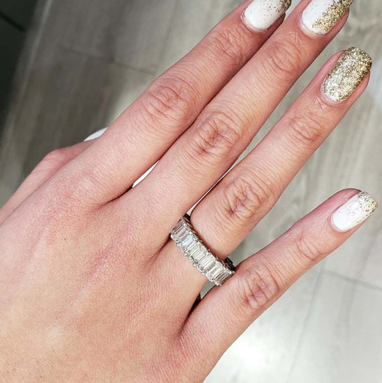9.50 CT Emerald Cut Full Eternity Wedding Band
