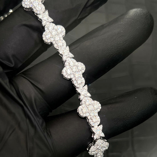 925 Silver VVS Moissanite Cluster Diamond Bracelet For Men