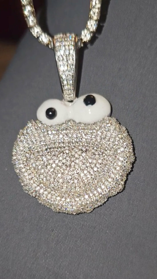 Custom VVS Moissanite Handmade Cookie Monster Pendant For Men