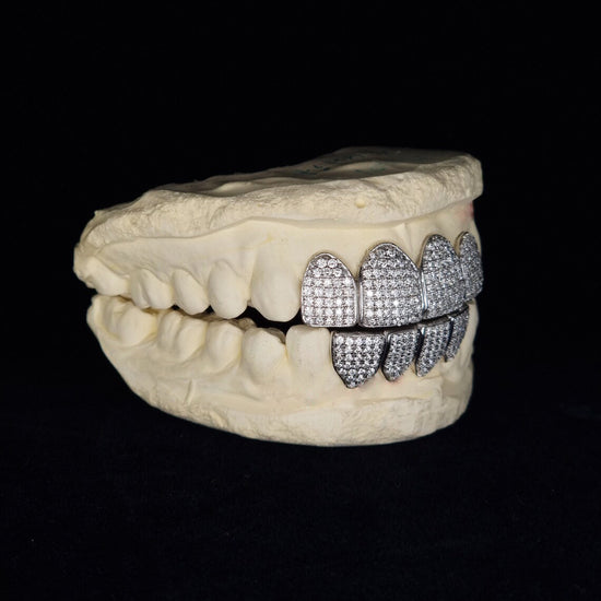 Custom 4 On 4 VVS Moissanite Bust Down Diamond Grillz