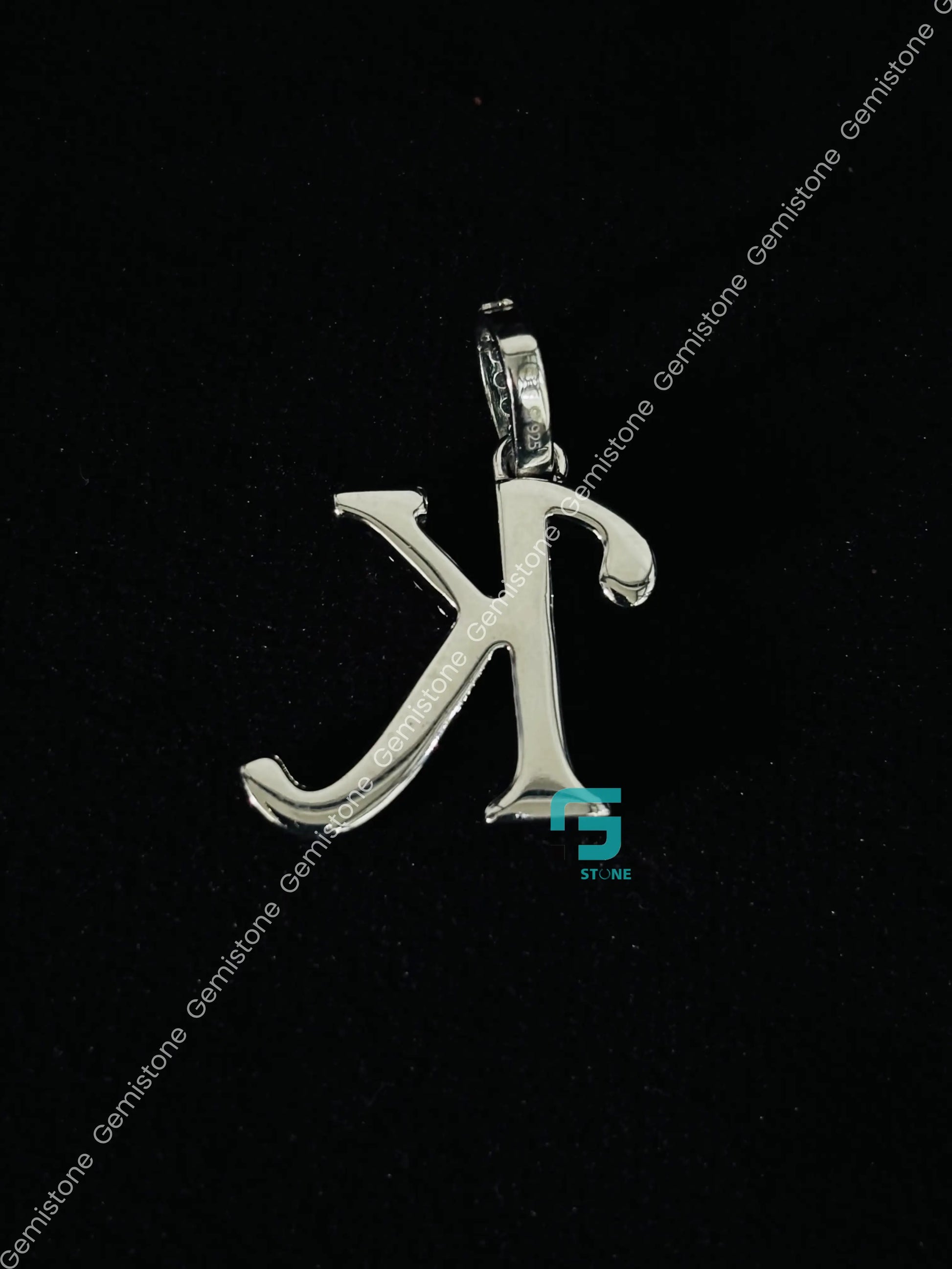925S terling Silver Moissanite Alphabet Letter Pendant