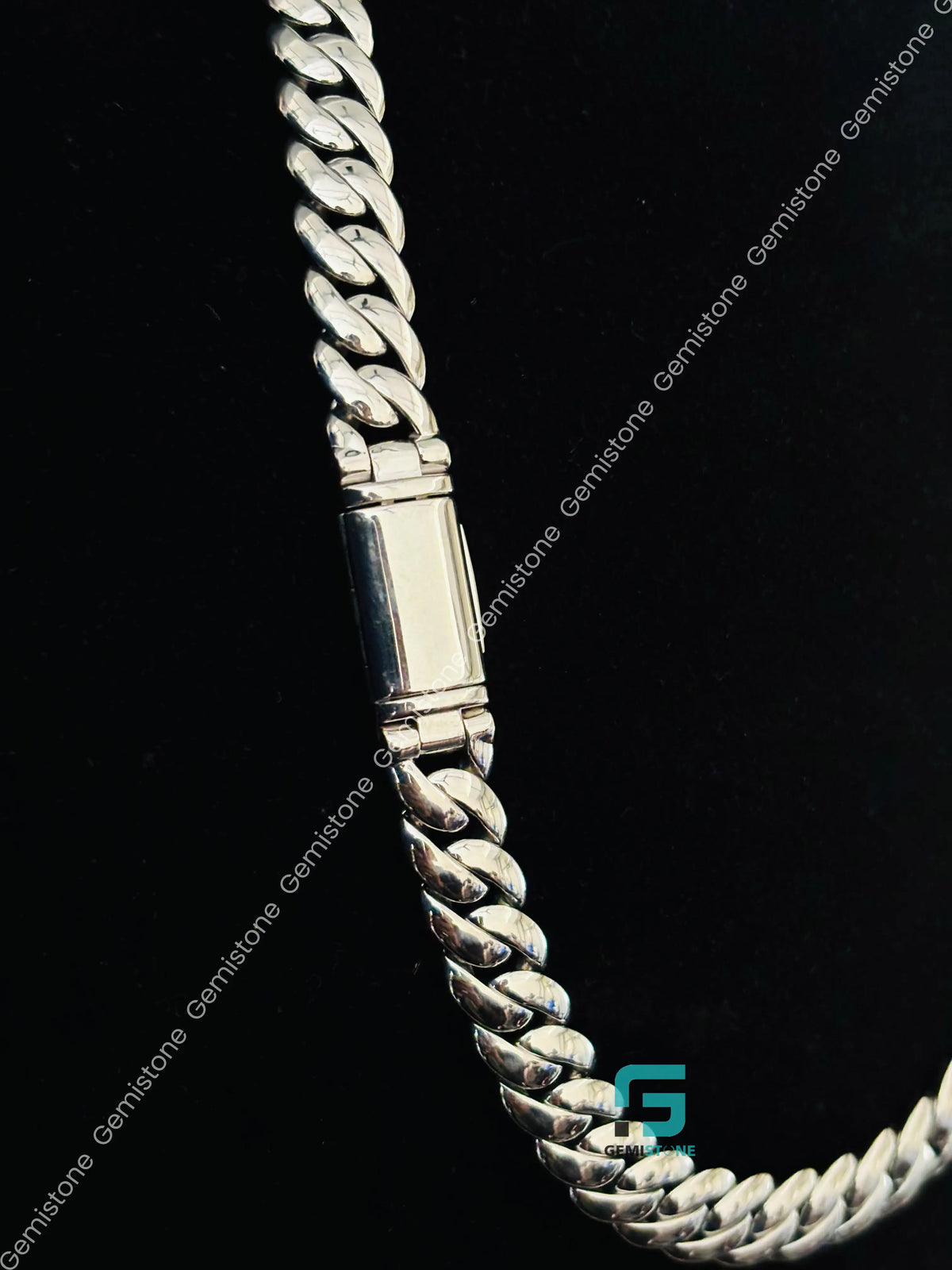 925 Silver 12MM Plain Miami Cuban Link Chain For Men