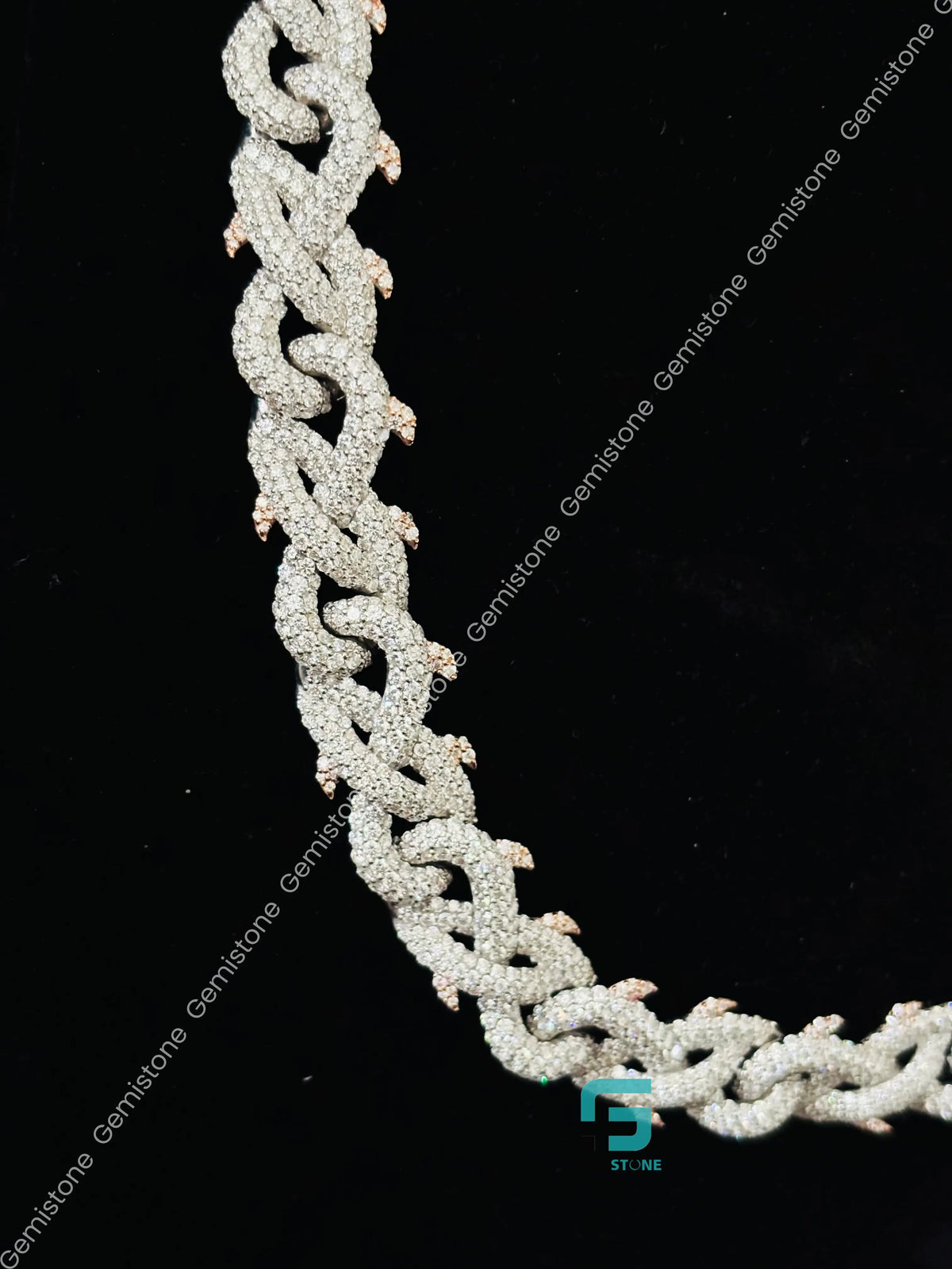 13MM Cuban Link Thorn Crown Moissanite Chain For Men