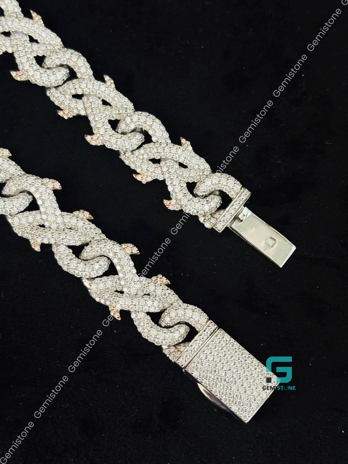 13MM Cuban Link Thorn Crown Moissanite Chain For Men