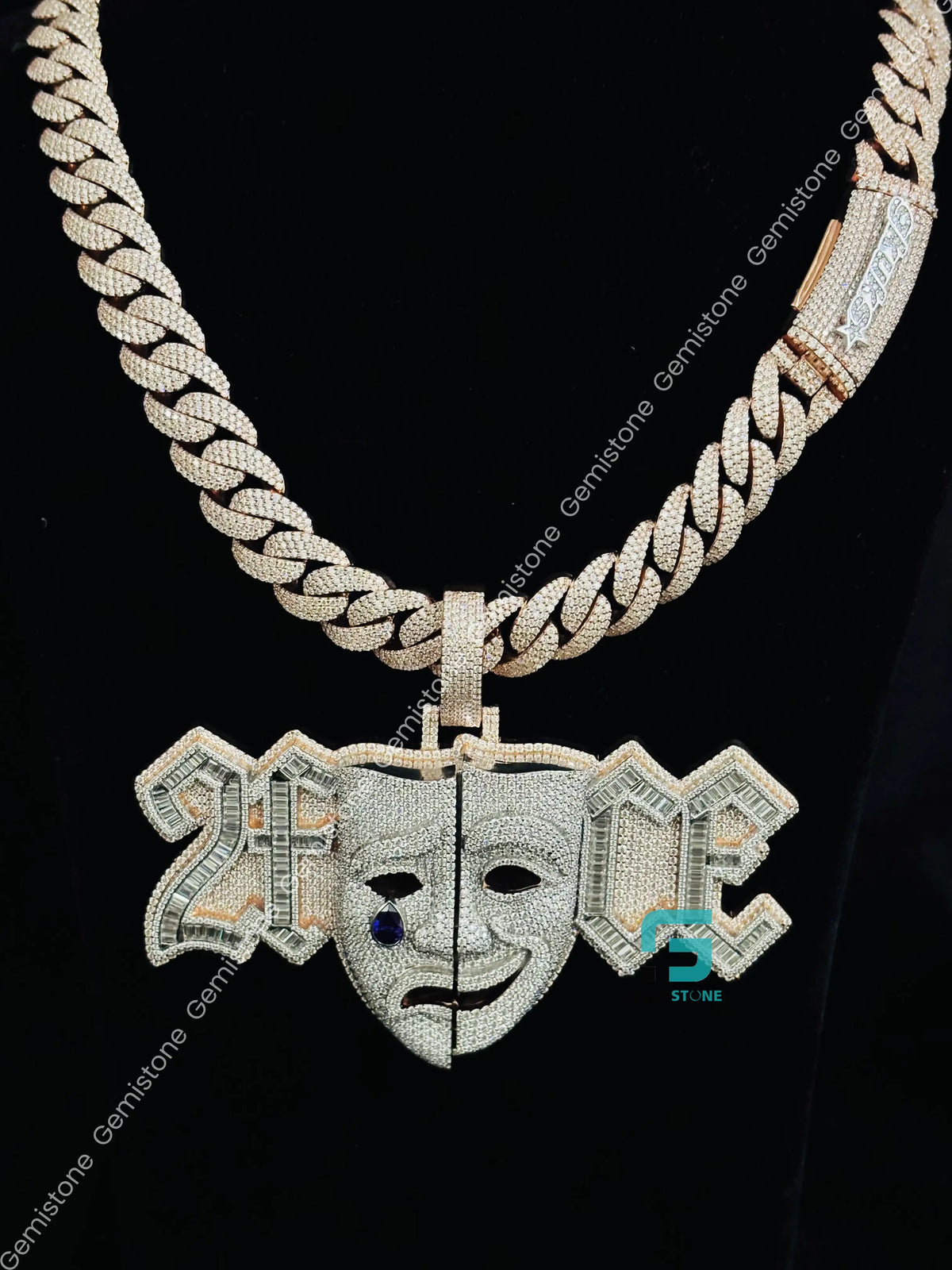 14MM Iced Out Custom Name Clasp Moissanite Cuban Link Chain