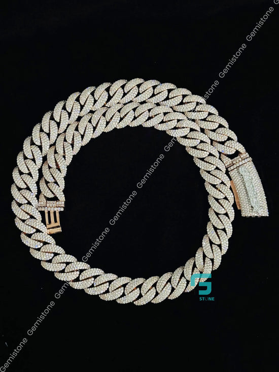 14MM Iced Out Custom Name Clasp Moissanite Cuban Link Chain