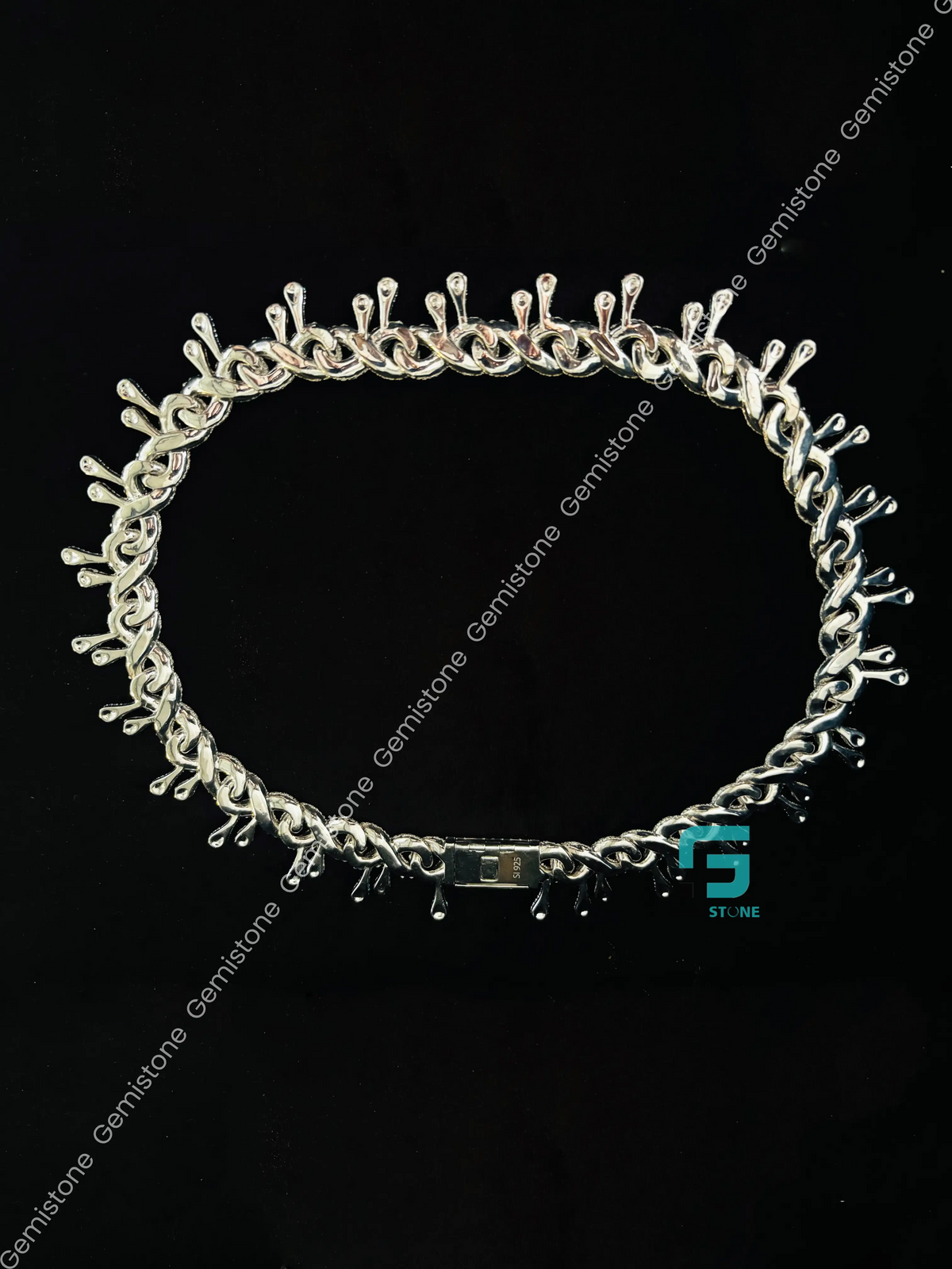 14MM Iced Out White & Sky Blue Diamond Moissanite Chain