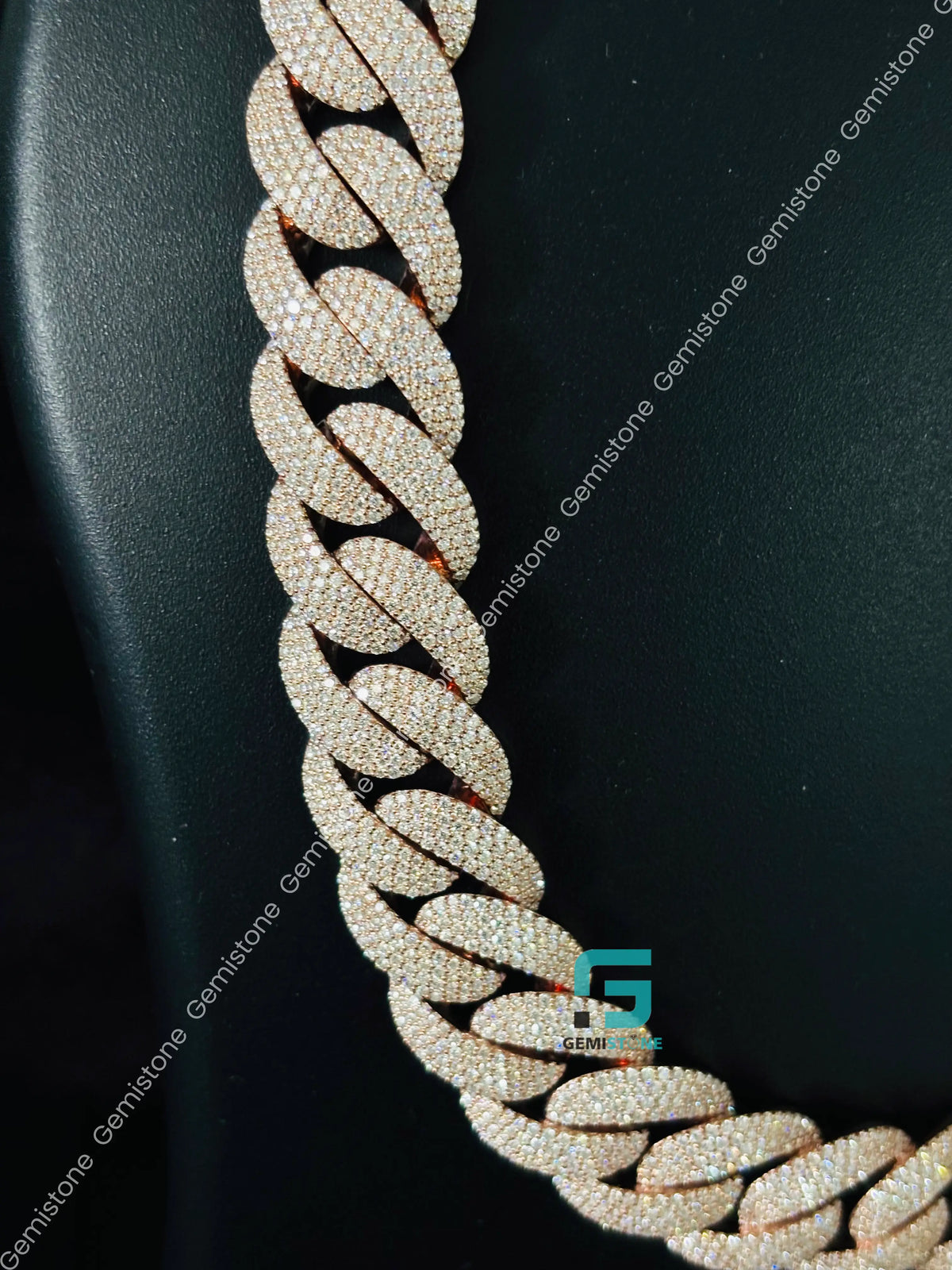 925 Silver 18MM Cuban Link Moissanite Custom Name Clasp Chain