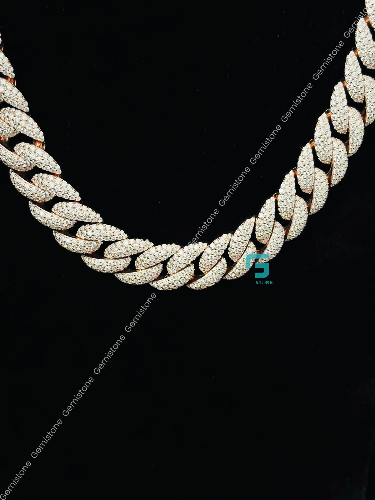 925 Silver 18MM Baguette and Round Diamond Cuban Link Chain