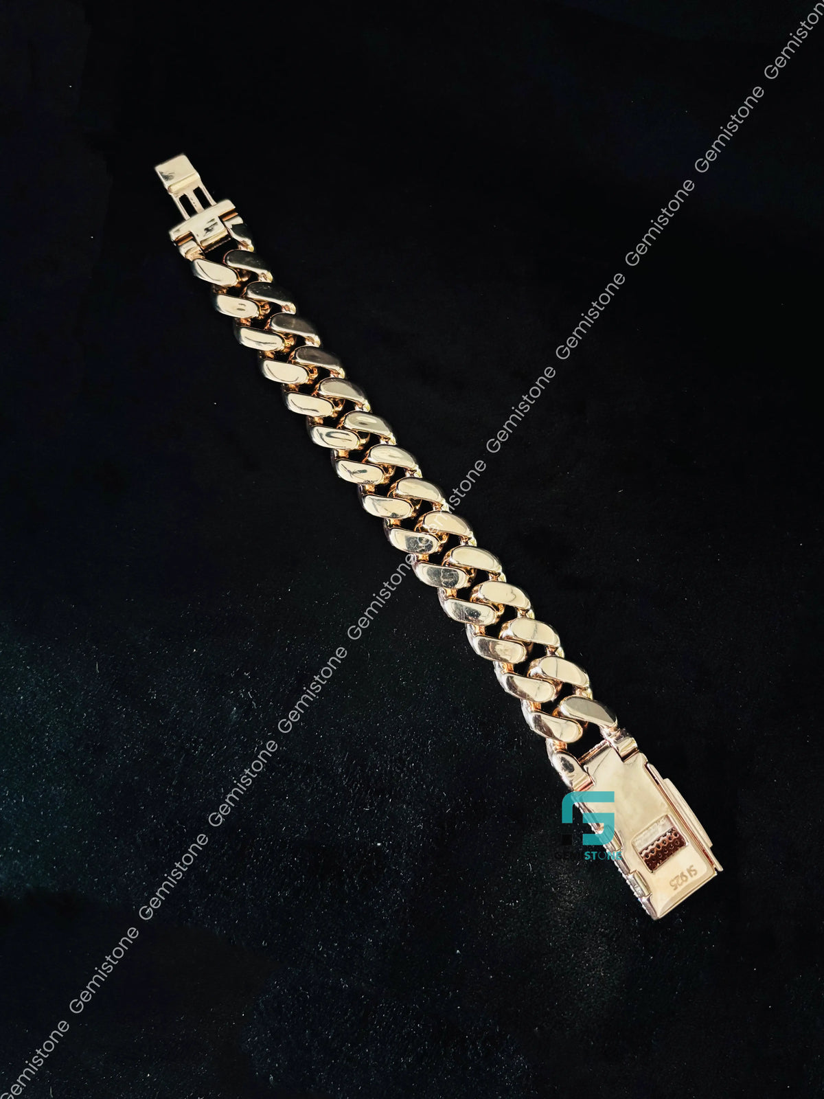 925 Silver 20MM Cuban Link Moissanite Bust Down Bracelet