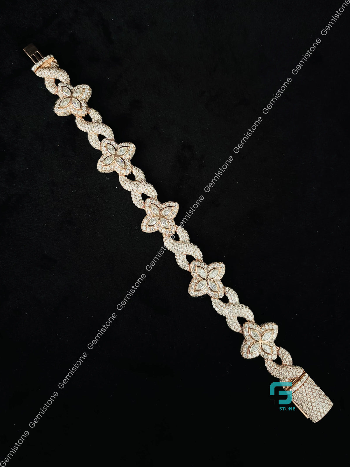 20MM Infinity Link Clover Moissanite Marquise Iced Out Bracelet