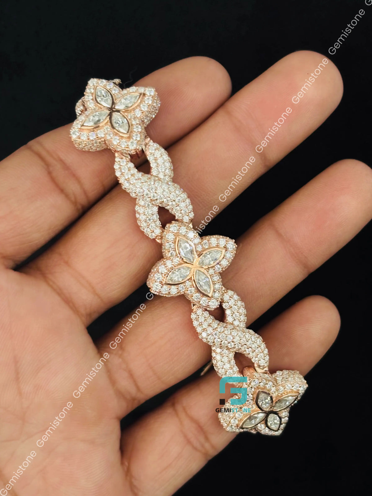 20MM Infinity Link Clover Moissanite Marquise Iced Out Bracelet