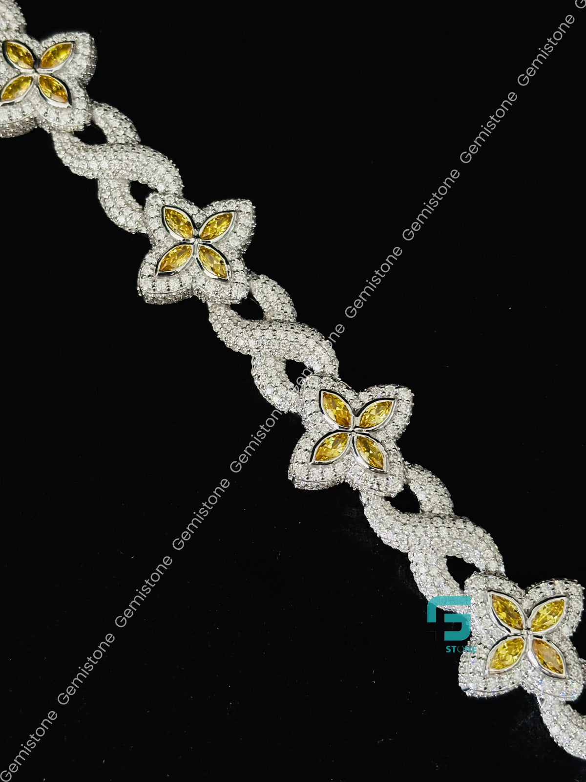 20MM Clover Moissanite Yellow Marquise Infinity Link Bracelet