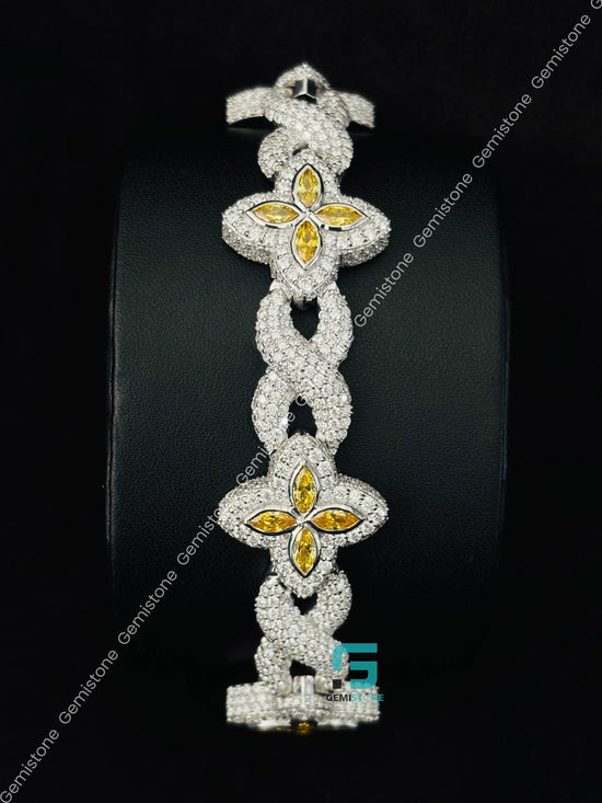 20MM Clover Moissanite Yellow Marquise Infinity Link Bracelet
