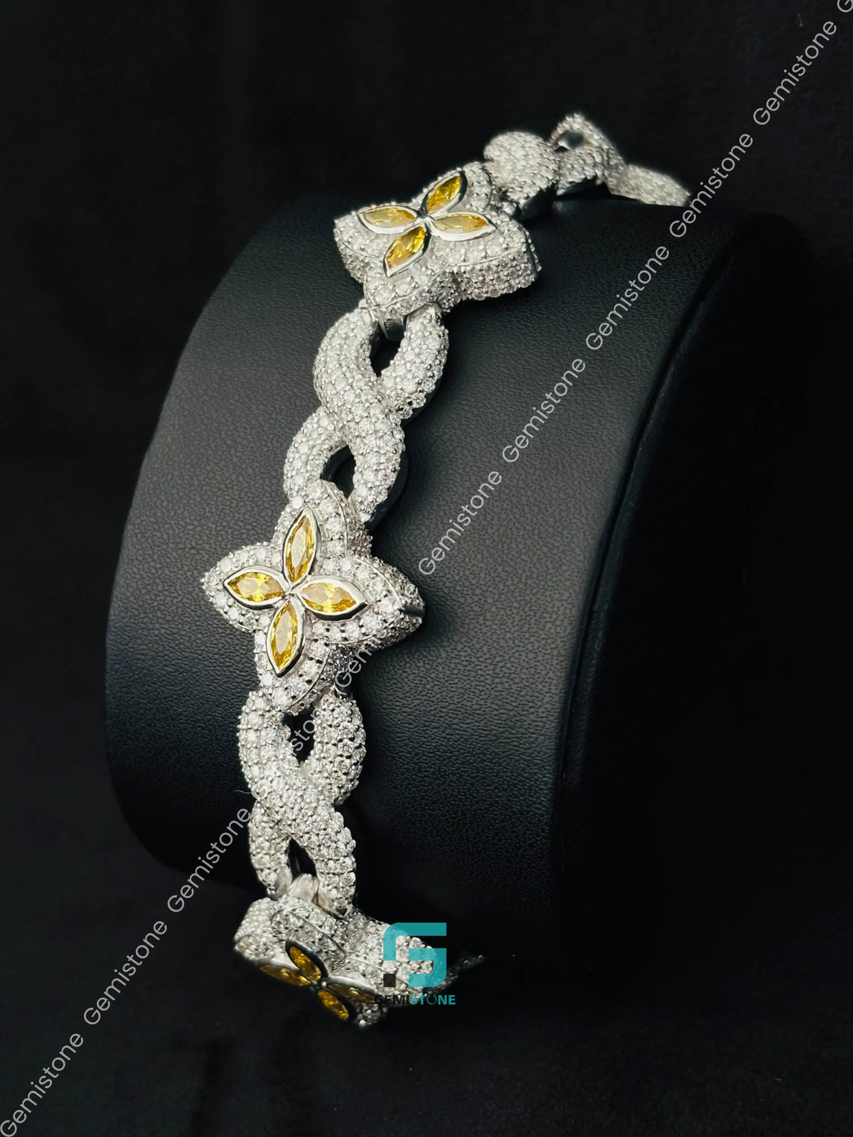 20MM Clover Moissanite Yellow Marquise Infinity Link Bracelet