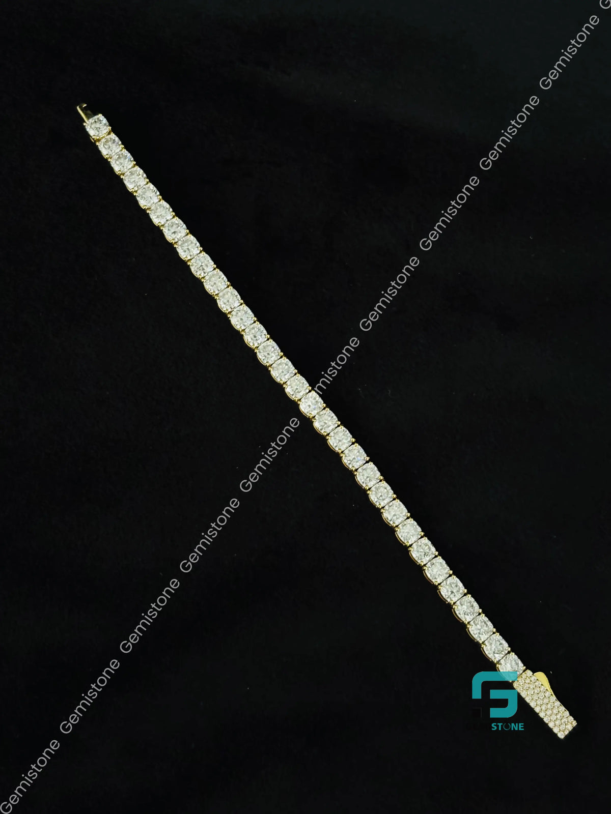 5MM Cushion Cut Moissanite Tennis Bracelet in 925 Silver