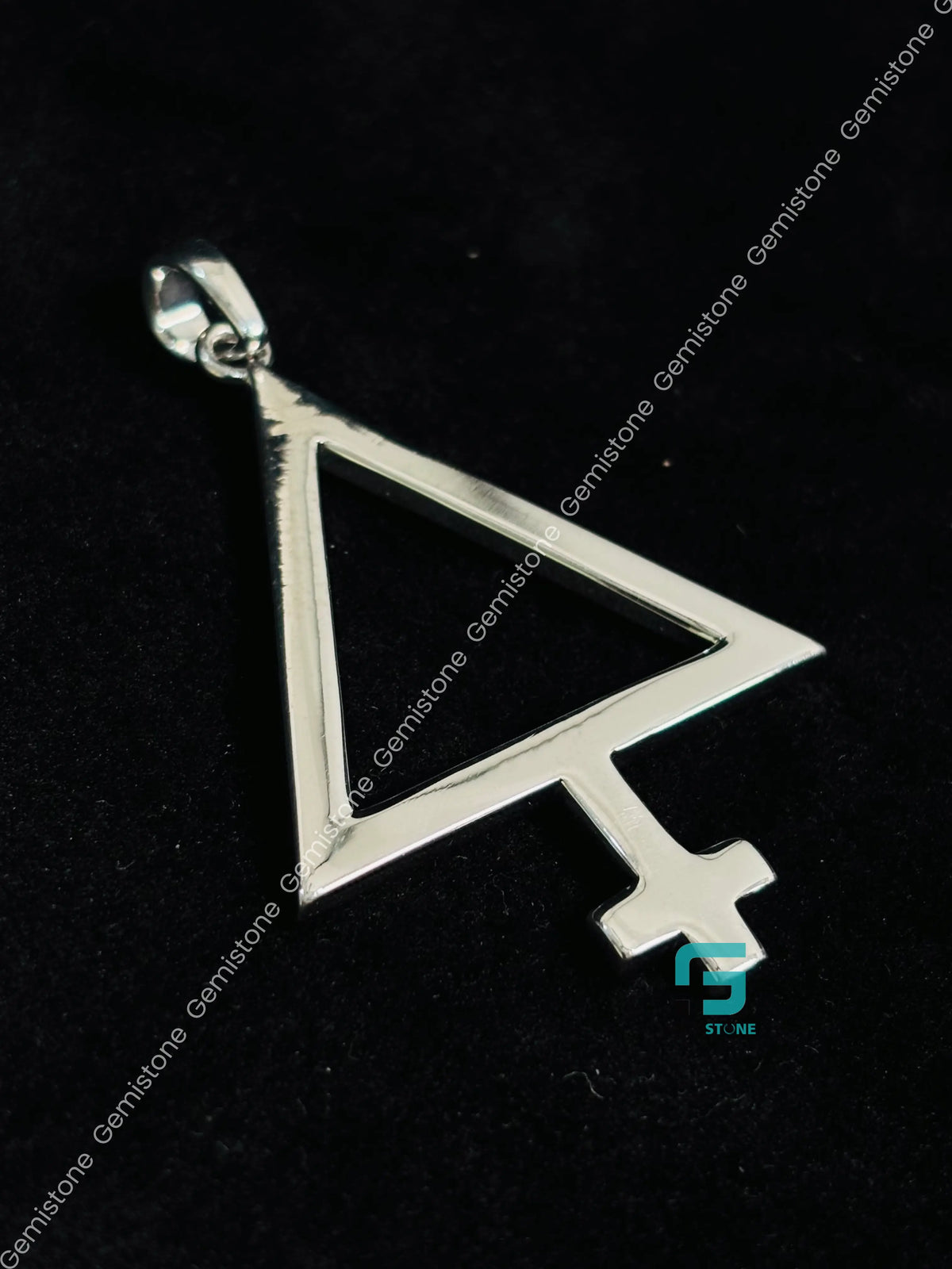 Solid 925 Sterling Silver Alchemy Sulfur Pendant For Unisex