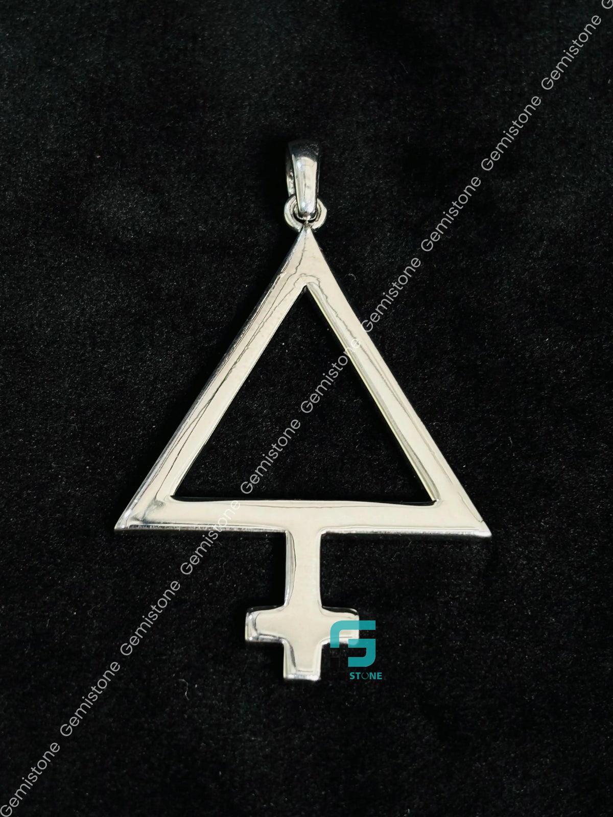 Solid 925 Sterling Silver Alchemy Sulfur Pendant For Unisex